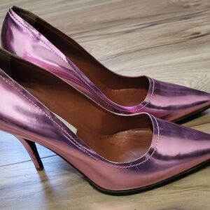 Lanvin metallic pink leather shoes